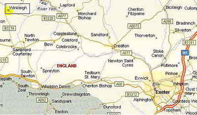 A map showing the location of Kingsley Plastics in Winkleigh